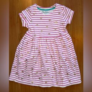 Mini Boden Pink & White Striped Dress with Pockets
